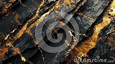 a black and gold rock Stock Photo