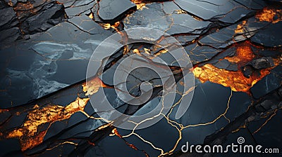 A black and gold rock with orange veins Stock Photo