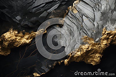 a black and gold rock with gold streaks Stock Photo