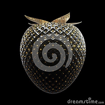 black gold strawberry 3d illustration Cartoon Illustration