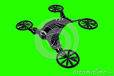 Black and gold style flying car isolated on green background. Future, premium cars, luxury style, VIP, auto industry. 3D Cartoon Illustration