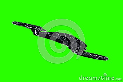 Black and gold style flying car isolated on green background. Future, premium cars, luxury style, VIP, auto industry. 3D Cartoon Illustration