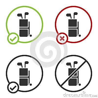 Black Golf bag with clubs icon isolated on white background. Circle button. Vector Vector Illustration