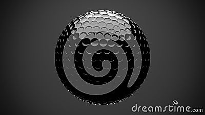 Black golf ball isolated on gray background. Cartoon Illustration