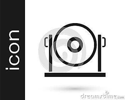 Black Gong musical percussion instrument circular metal disc icon isolated on white background. Vector Vector Illustration