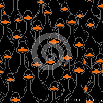 Black goose pattern seamless. Domestic waterfowl background. vector texture Vector Illustration