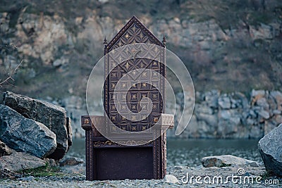 Black gothic throne Stock Photo