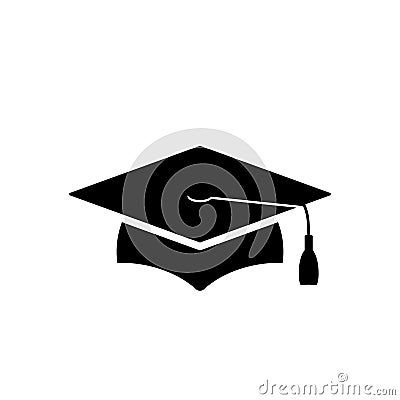 Black grad cap icon Vector Illustration