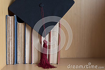 Black graduated cap and red tassel Stock Photo