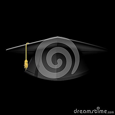 Black graduation cap - mortarboard hat Vector Illustration