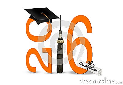 Black 2016 graduation cap and tassel Stock Photo