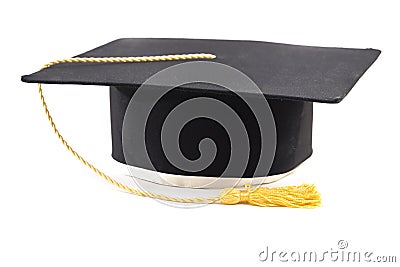 Black graduation hat isolated on white Stock Photo