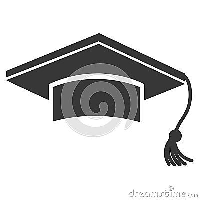 Black graduation hat isolated on white Vector Illustration