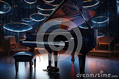 black grand beautiful piano painting generative AI Stock Photo