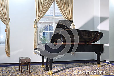 Black grand piano Stock Photo