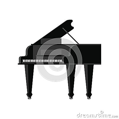 Black grand piano isolated. Musical instrument Vector illustration Vector Illustration