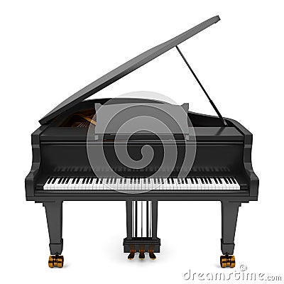 Black grand piano isolated on white Stock Photo