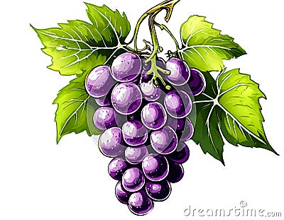 black grape dark blue grape isolated on white Stock Photo