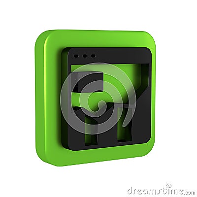 Black Graph, schedule, chart, diagram, infographic, pie graph icon isolated on transparent background. Green square Stock Photo