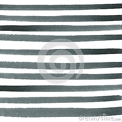 Black and gray horizontal stripes. watercolor Stock Photo
