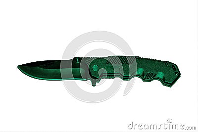 Black-gray-green folding knife Stock Photo