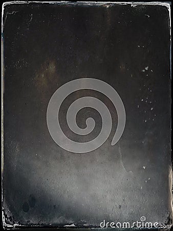 Dark Black and Gray Tintype Background with Border. Stock Photo