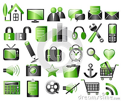 Black and green icons Stock Photo