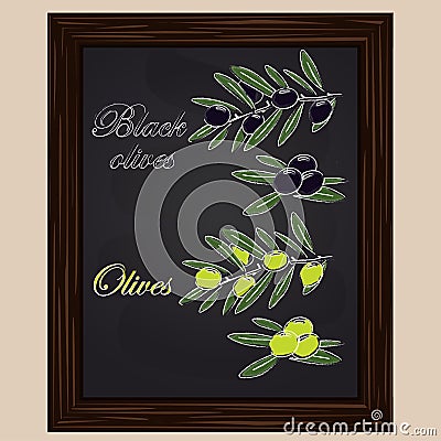 Black and green olives Vector Illustration