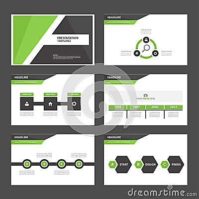 Black and green presentation template Infographic elements and icon flat design set advertising marketing brochure flye Vector Illustration