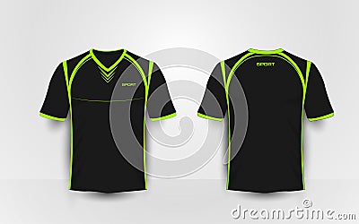 Black and green sport football kits, jersey, t-shirt design template Vector Illustration