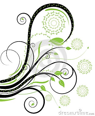 Black and green swirls Vector Illustration