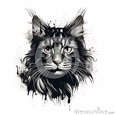 Black And Grey Cat Head Svg Image With Clean Lines Stock Photo