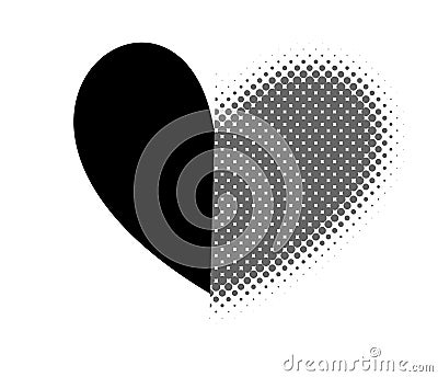 Black and grey halftone heart with transparency effect Vector Illustration