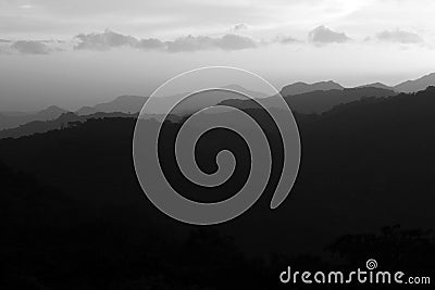 Black and grey mountain silhouette, San Ramon, Nicaragua Stock Photo