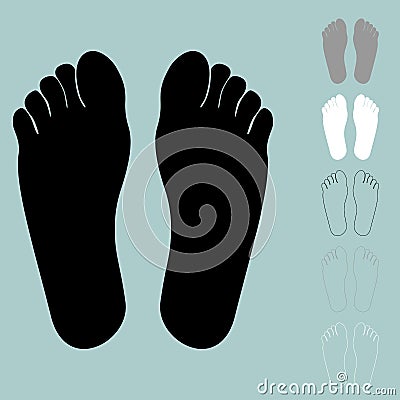 Black grey white foot or sole icon. Vector Illustration