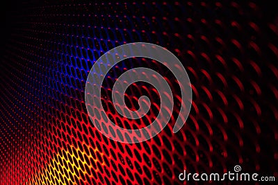 Black grid speaker texture with red and blue colors Stock Photo