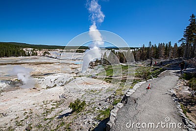 Black growler steam vent at Norris Geyser Basin in summer, Yellowstone National Park Wyoming hot springs Stock Photo