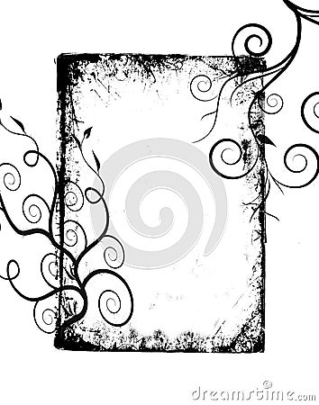 Black grunge swirls frame Stock Photo