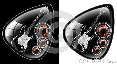 Black guitar plectrum Stock Photo