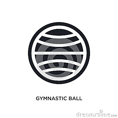 black gymnastic ball isolated vector icon. simple element illustration from gym and fitness concept vector icons. gymnastic ball Vector Illustration