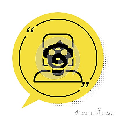Black Hacker or coder icon isolated on white background. Programmer developer working on code, coding, testing Vector Illustration