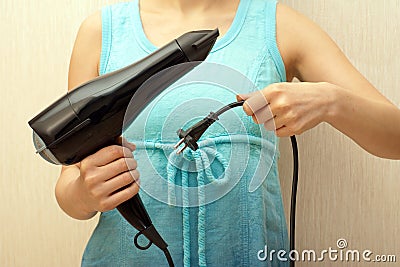 Black hairdryer Stock Photo