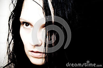 Black haired girl Stock Photo