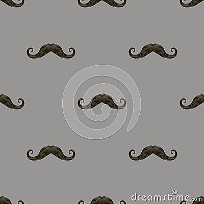 Black Hairy Mustache Silhouettes Seamless Pattern Vector Illustration