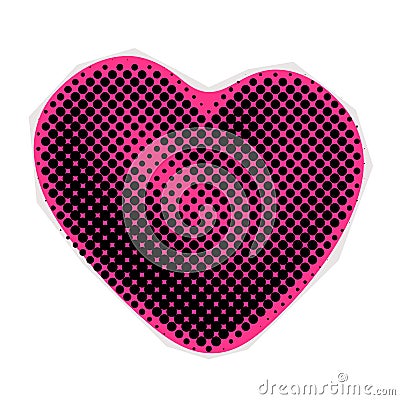 Black halftone heart on pink, pop art style Vector Illustration