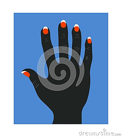 Black hand on a blue background icon Vector Illustration
