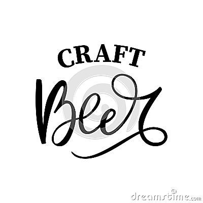 Black hand drawn brush lettering craft Beer on white background Vector Illustration