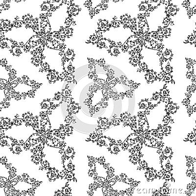 Hand drawn flower seamless pattern. Floral backdrop tracery vector illustration Cartoon Illustration