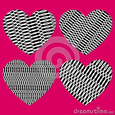 Black hand drawn heart. Design elements for Valentine's day, wedding, birthday, Mothers Day. Outline sihlouette. Love Vector Illustration