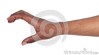Black hand holding credit card or other isolated Stock Photo
